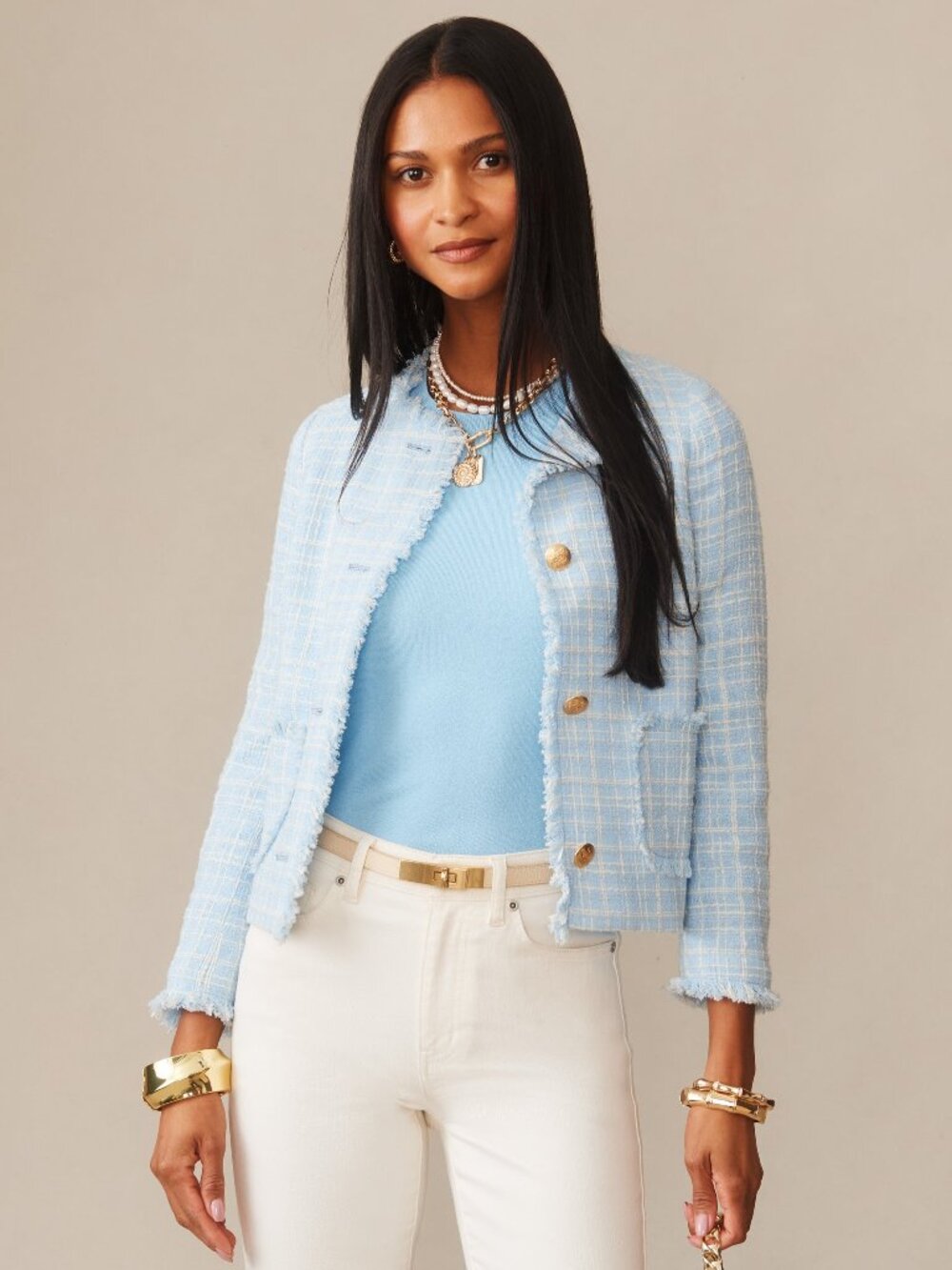 J McLaughlin Abigail Bouclé Jacket in Mini Window Pane NEW